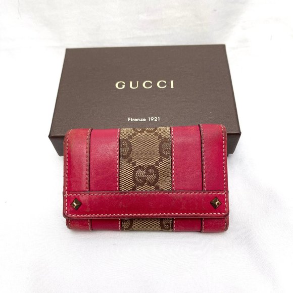 Authentic Gucci Red calf Leather/canvas Key Case in the box - Picture 3 of 13